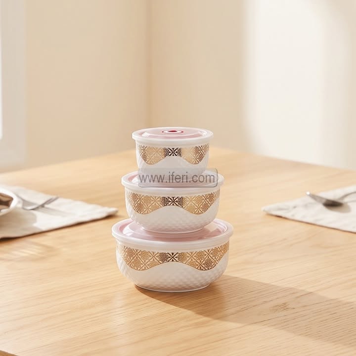 3 Pcs Ceramic Food Container / Bowl with Lid EB21694