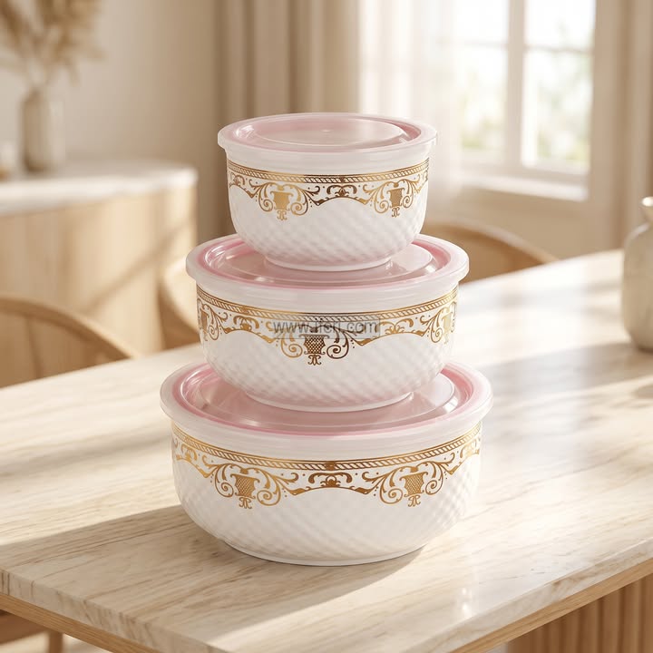 3 Pcs Ceramic Food Container / Bowl with Lid EB21692-1