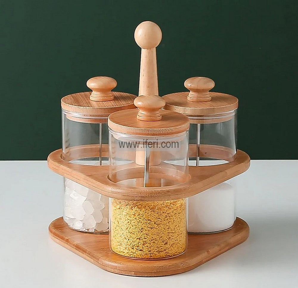 3 Pcs Glass Spice Jar with Stand DL6847