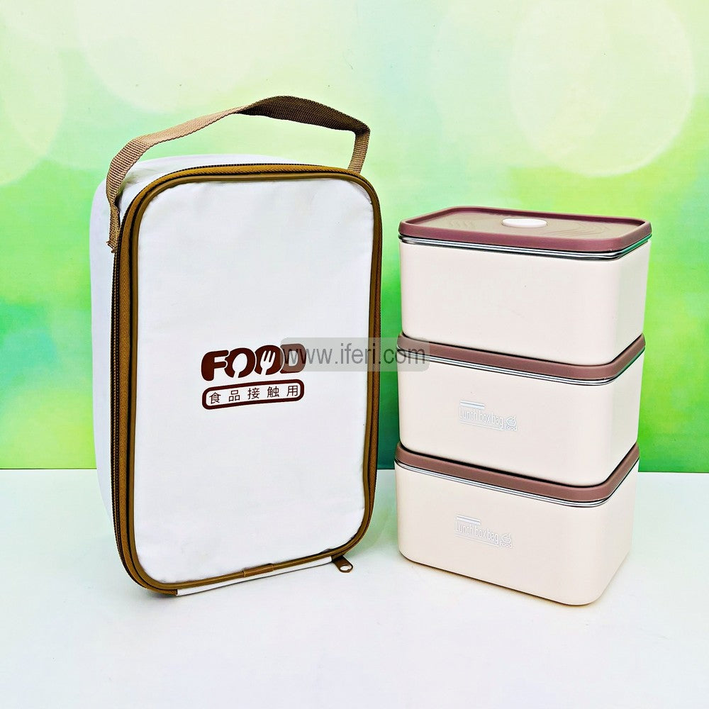 3 Pcs Airtight Lunch Box, Tiffin Carrier with Insulated Carrying Bag TG10847