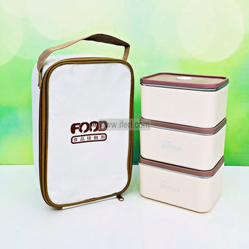 3 Pcs Airtight Lunch Box, Tiffin Carrier with Insulated Carrying Bag TG10847