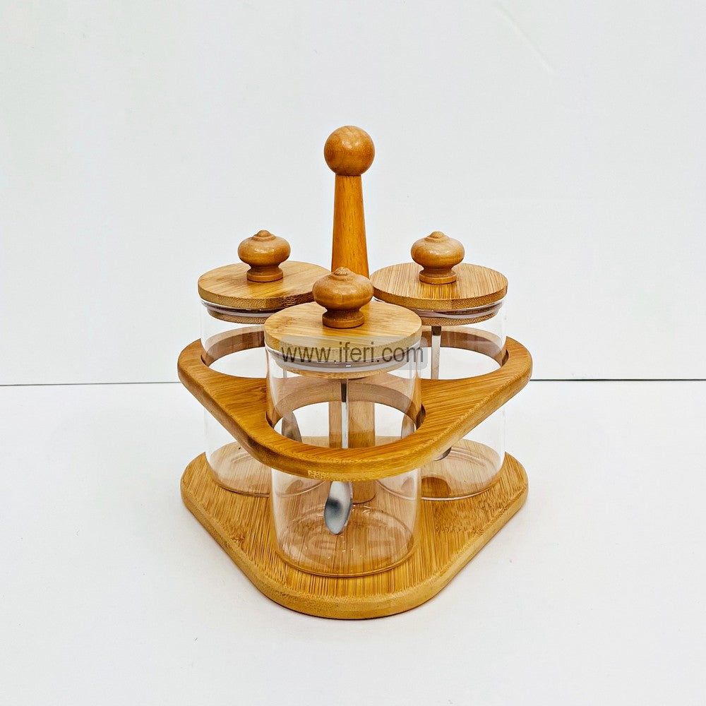 3 Pcs Glass Spice Jar with Stand DL6847
