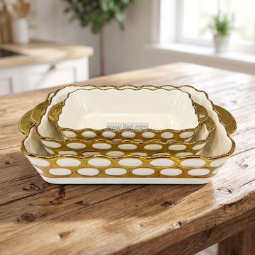 3 Pcs Rectangle Shaped Ceramic Serving Dish Set EB21707