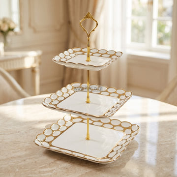 3 Tier Ceramic Cake, Dessert, Appetizer Serving Platter / Stand EB21698