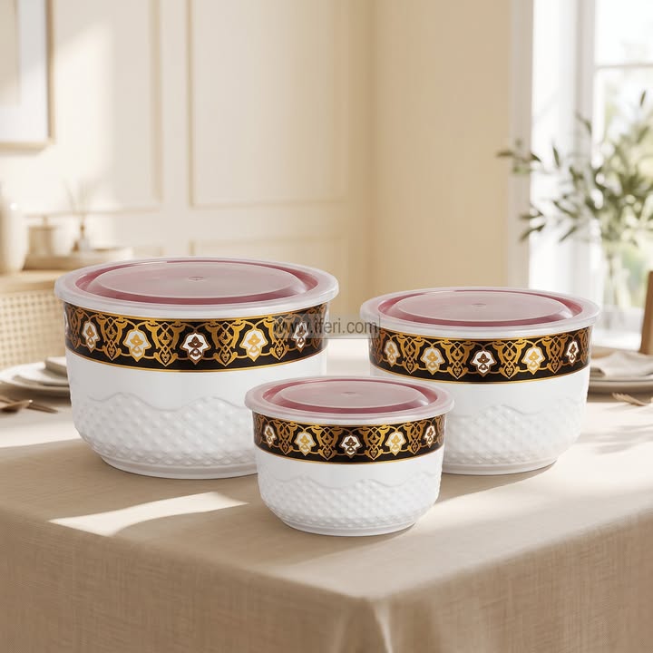 3 Pcs Ceramic Food Container / Bowl with Lid EB21691