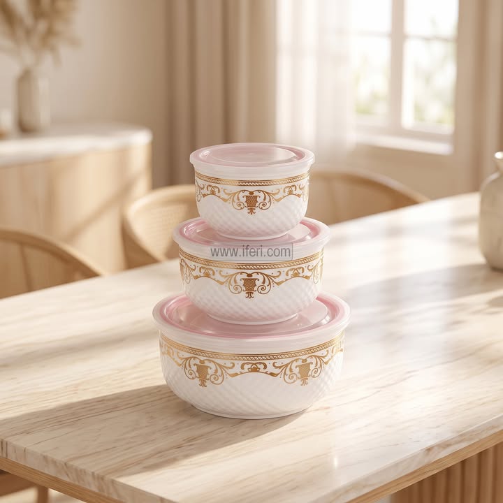 3 Pcs Ceramic Food Container / Bowl with Lid EB21695