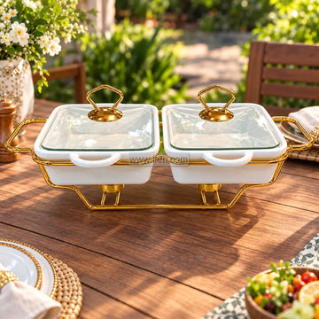 2 Part Ceramic Chafing Dish Food Warmer RY37030