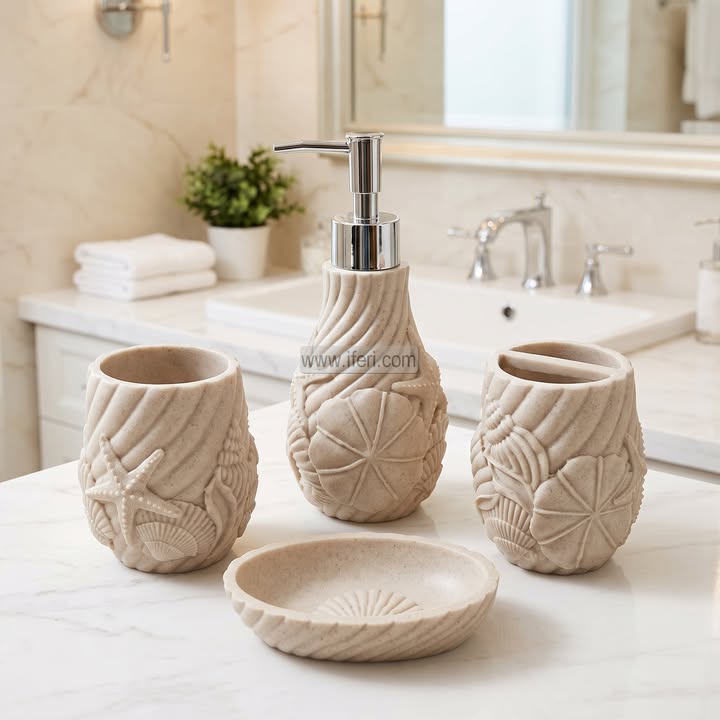 4 Pcs Fiber Bathroom Soap Dispenser Set RY37077