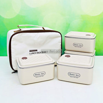 4 Pcs Airtight Lunch Box, Tiffin Carrier with Insulated Carrying Bag TG10848