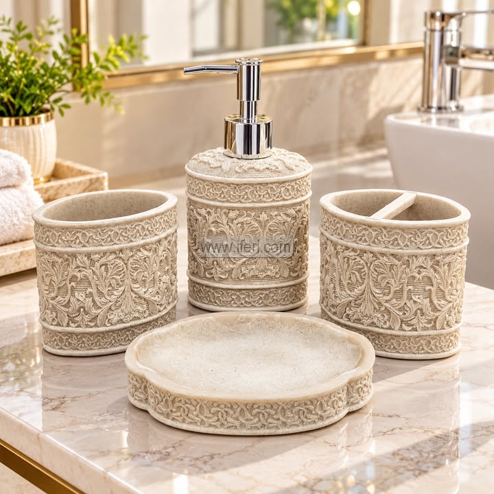 4 Pcs Fiber Bathroom Soap Dispenser Set RY37075