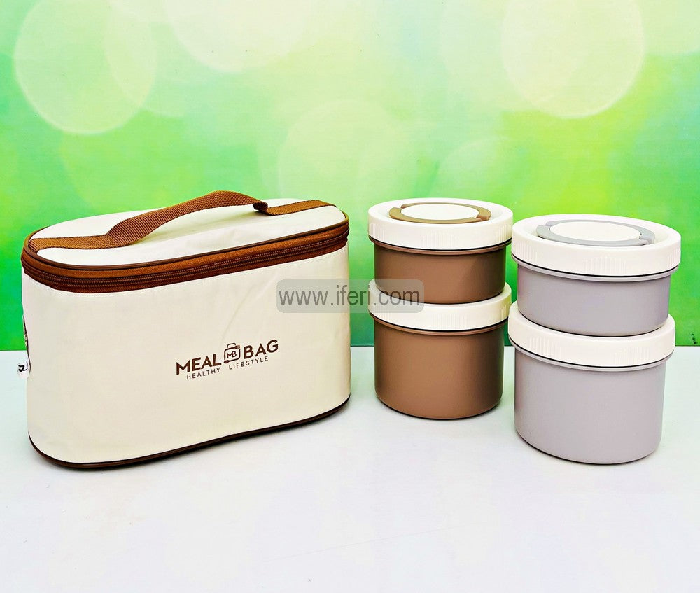 4 Pcs Airtight Lunch Box, Tiffin Carrier with Insulated Carrying Bag TG10849