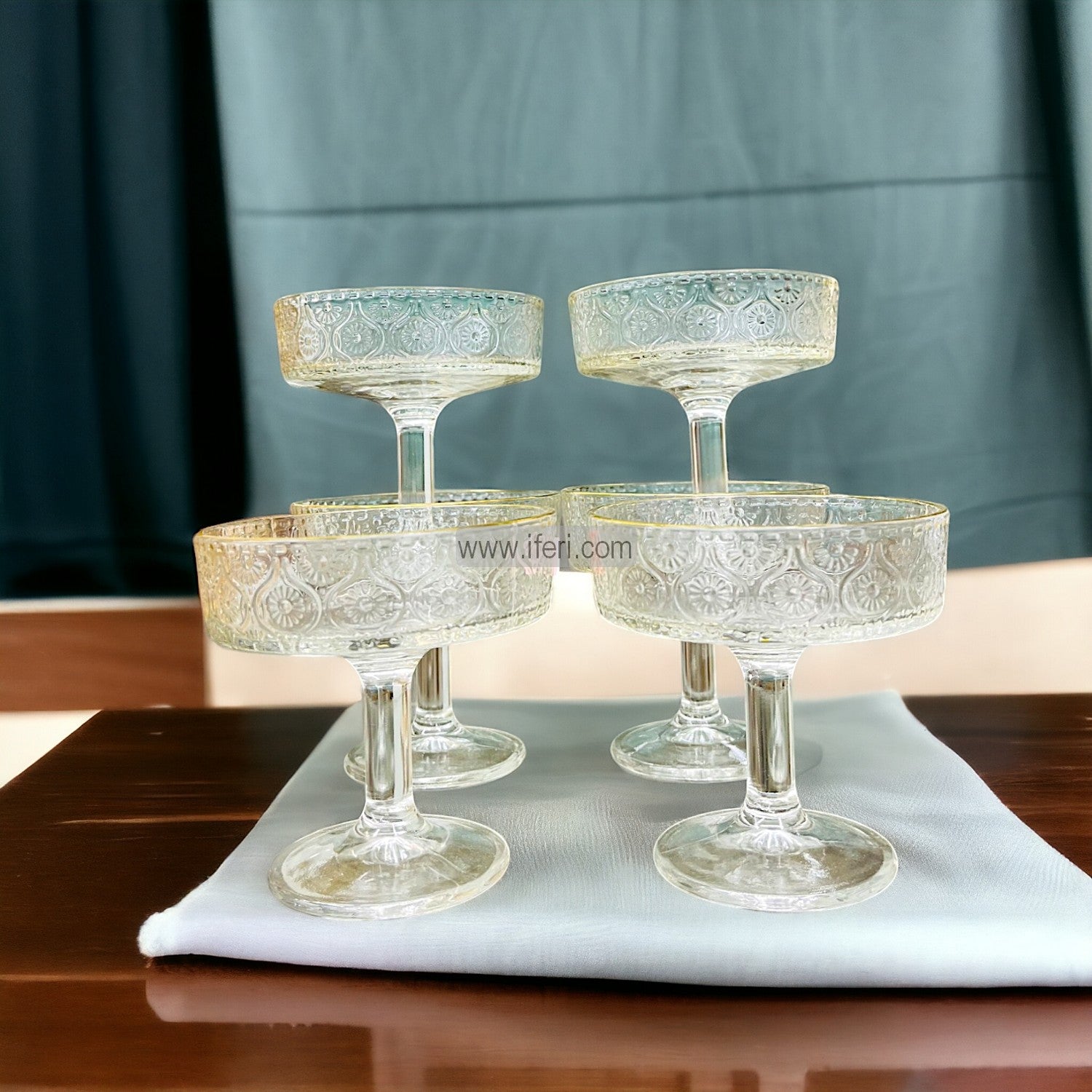 6 Pcs Golden Rim Ice Cream Serving Bowl / Dessert Cup Set SGR0084