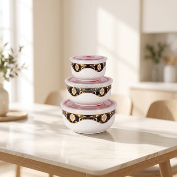 3 Pcs Ceramic Food Container / Bowl with Lid EB21693
