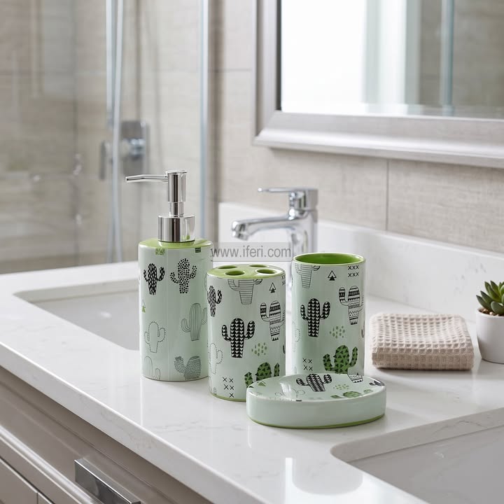4 Pcs Ceramic Bathroom Soap Dispenser Set RY37043