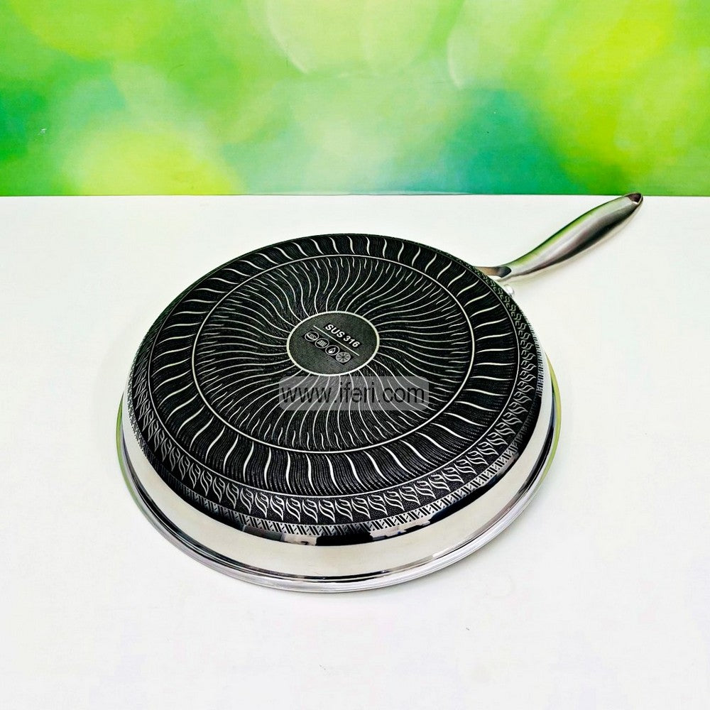 28cm Uncoated Honeycomb Design Stainless Steel Non-Stick Fry Pan DL6853