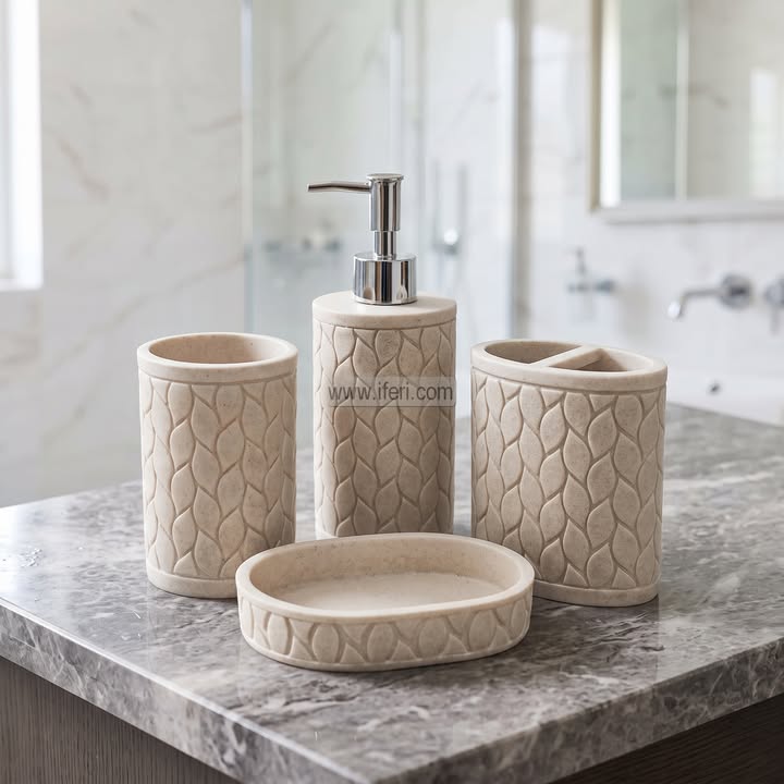 4 Pcs Fiber Bathroom Soap Dispenser Set RY37076