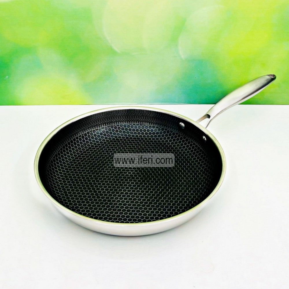 28cm Uncoated Honeycomb Design Stainless Steel Non-Stick Fry Pan DL6853