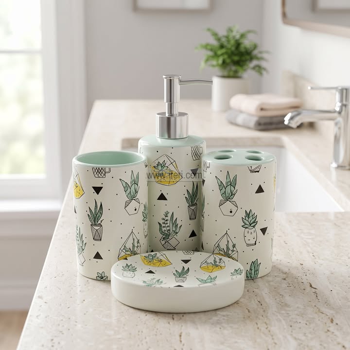 4 Pcs Ceramic Bathroom Soap Dispenser Set RY37044