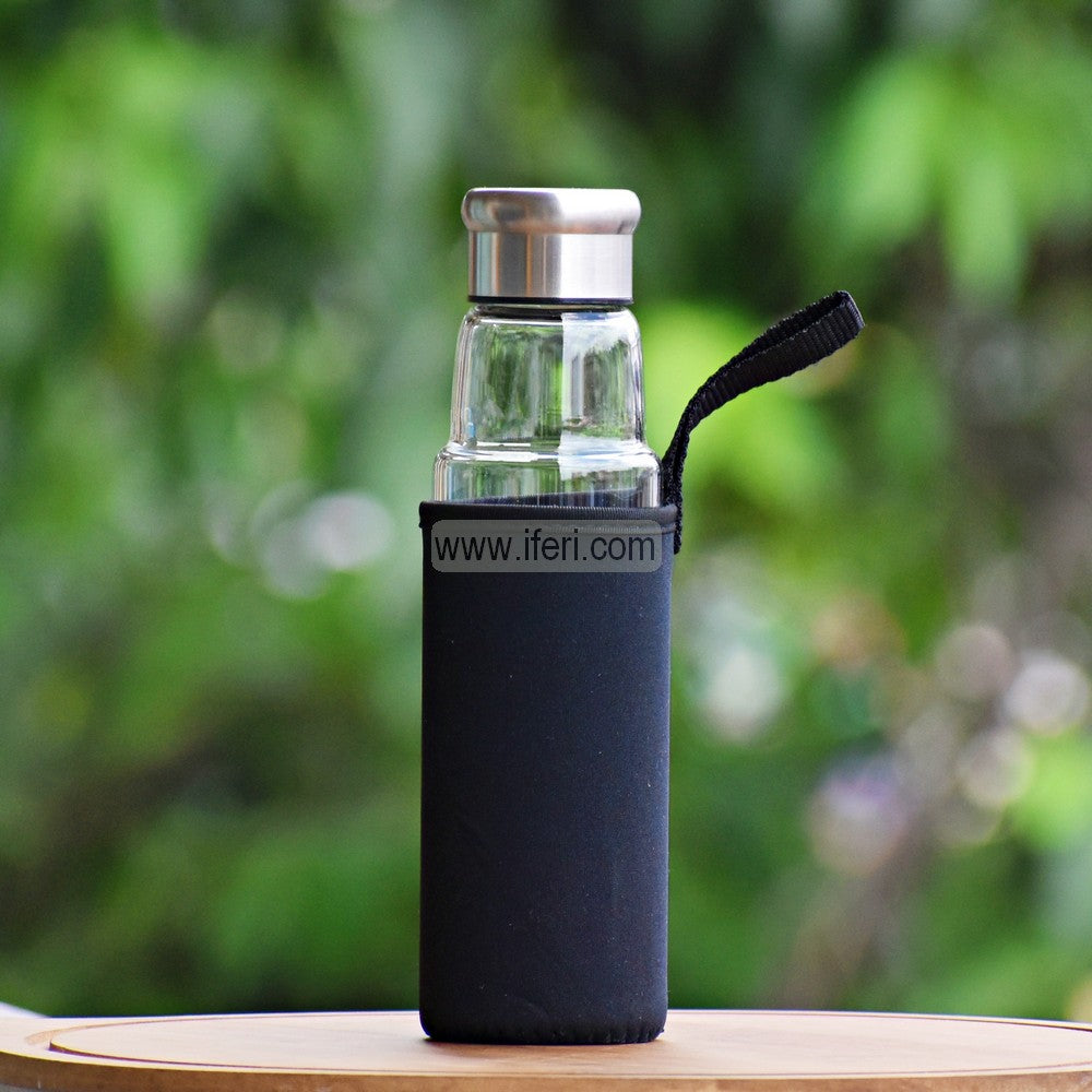 9.5 Inch Glass Water Bottle with Cover TG10858