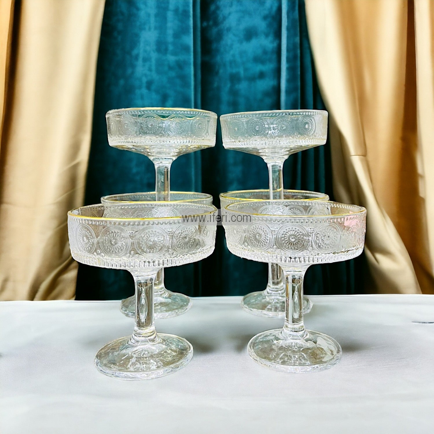 6 Pcs Golden Rim Ice Cream Serving Bowl / Dessert Cup Set SGR0085