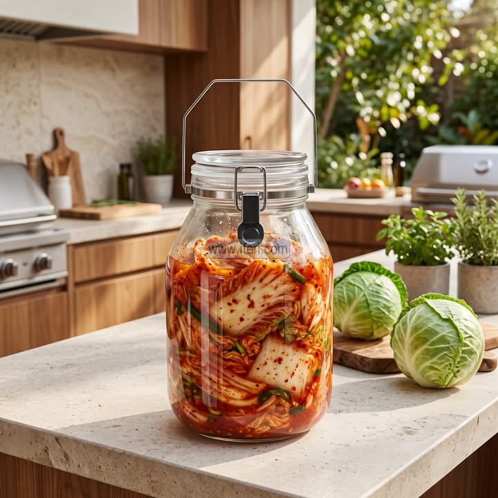 4 Liter Premium Quality Airtight Glass Cookie Jar / Pickle Jar BS206