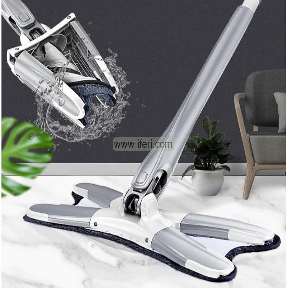 X type Flat Floor Mop, Self Wringing Twisting Flat Mop, Stainless Steel Long Handle Mop AnZ010