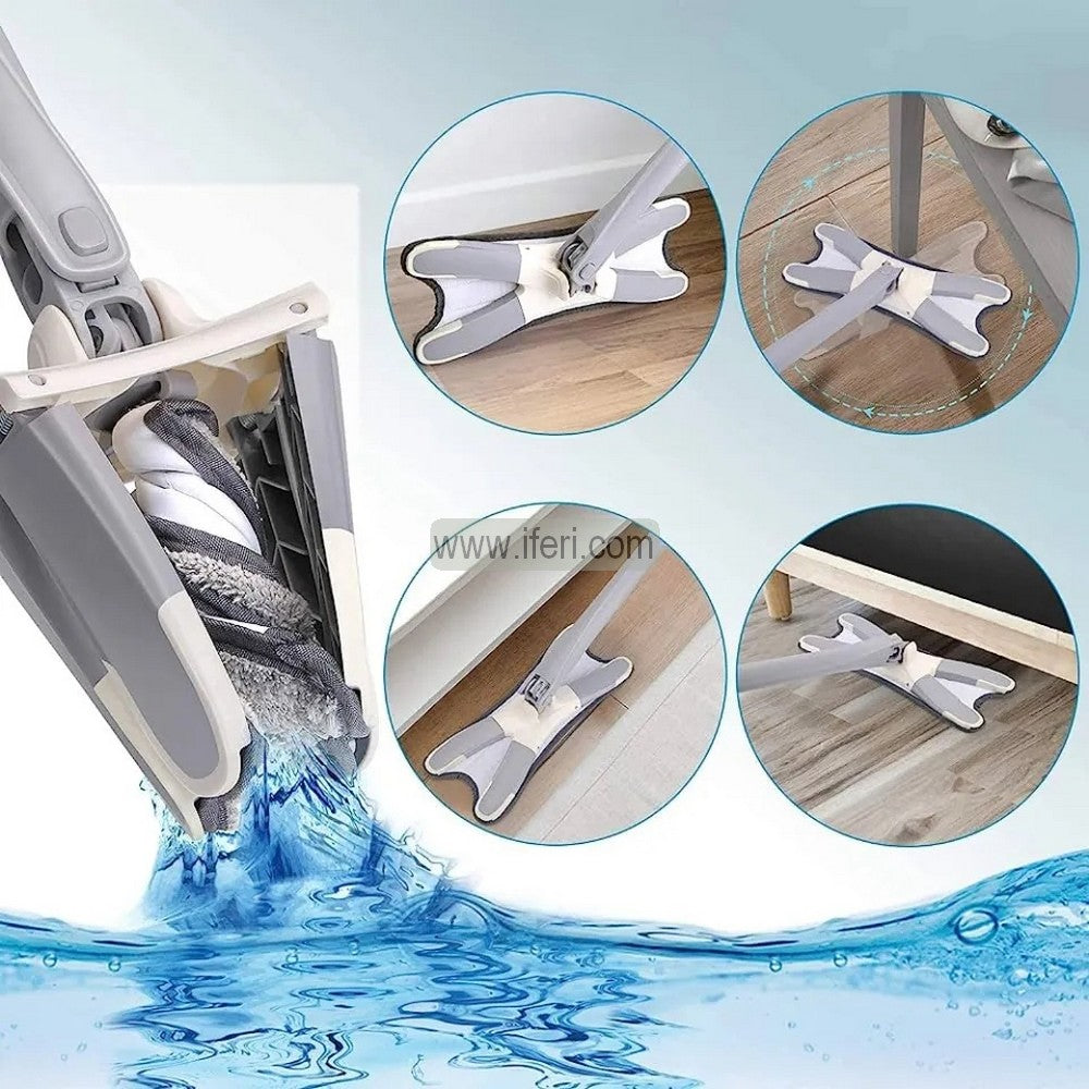 X type Flat Floor Mop, Self Wringing Twisting Flat Mop, Stainless Steel Long Handle Mop AnZ010