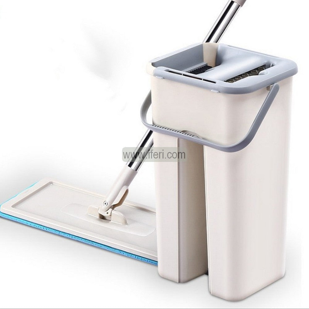 Flat Floor Mop, Long Wringing, Wet And Dry System Bucket, 280° Flexible Head Stainless Steel Long Handle Mop AnZ011