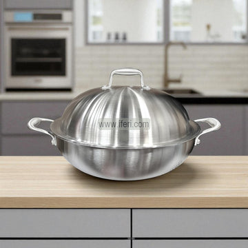 32cm High Quality Stainless Steel Deep Karai / Cookware with SS Dome Lid ALM6906
