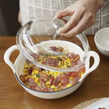 26cm Premium Quality Enamel Coated Cast Iron Cookware / Karai with Glass Lid ALM6940