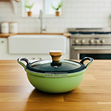 20cm Premium Quality Enamel Coated Cast Iron Cookware / Karai with Glass Lid ALM6943