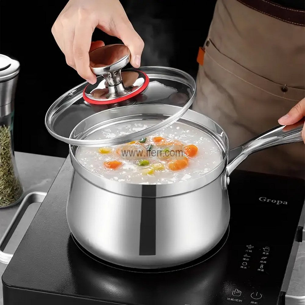 16cm Stainless Steel Milk Pan / Milk Warmer with Lid ALM6948