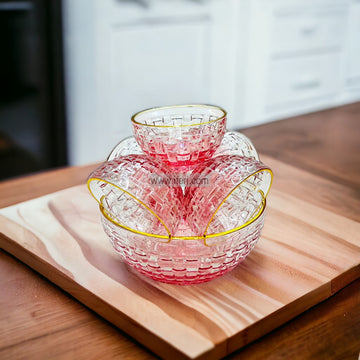 7 Pcs Golden Rim Glass Firni, Dessert Serving Bowl Set SGR0095