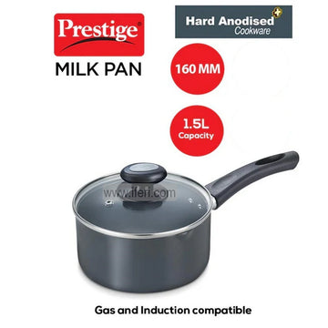 16cm Prestige Hard Anodised Plus Milk Pan with Glass Lid PG30966