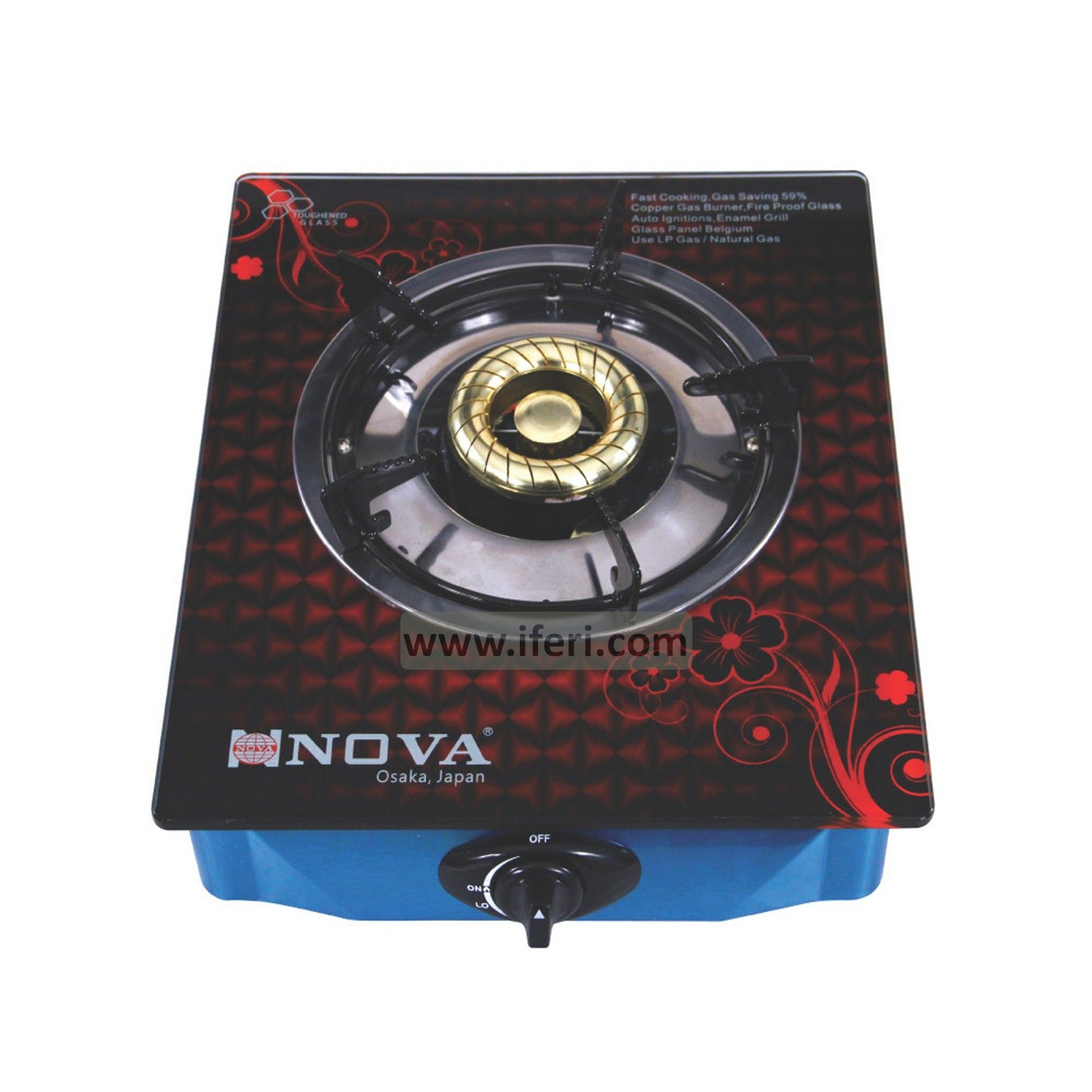 NOVA Single Burner Glass Top Gas Stove NV-853-B SG