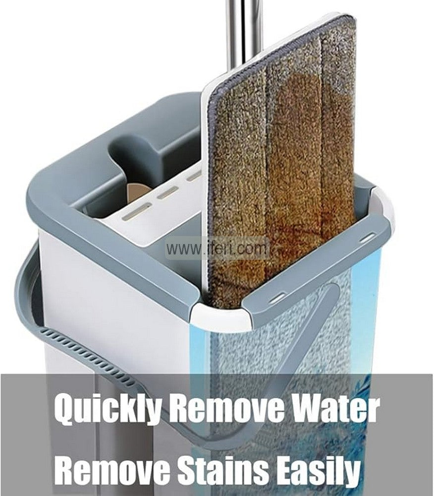 Flat Floor Mop, Long Wringing, Wet And Dry System Bucket, 280° Flexible Head Stainless Steel Long Handle Mop AnZ011