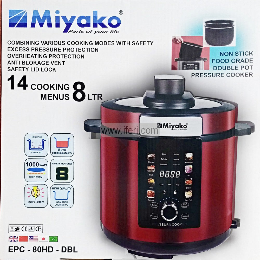 Miyako 8 Liter Double Pot Multifunctional Electric Pressure Cooker EPC-80HD-DBL