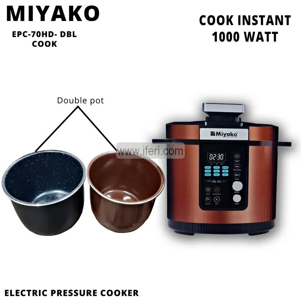 Miyako 7 Liter Double Pot Multifunctional Electric Pressure Cooker EPC-70HD-DBL