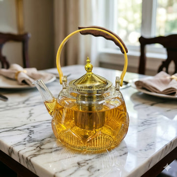 5.5 Inch Tempered Glass Tea Pot / Tea Kettle with Infuser DL6963