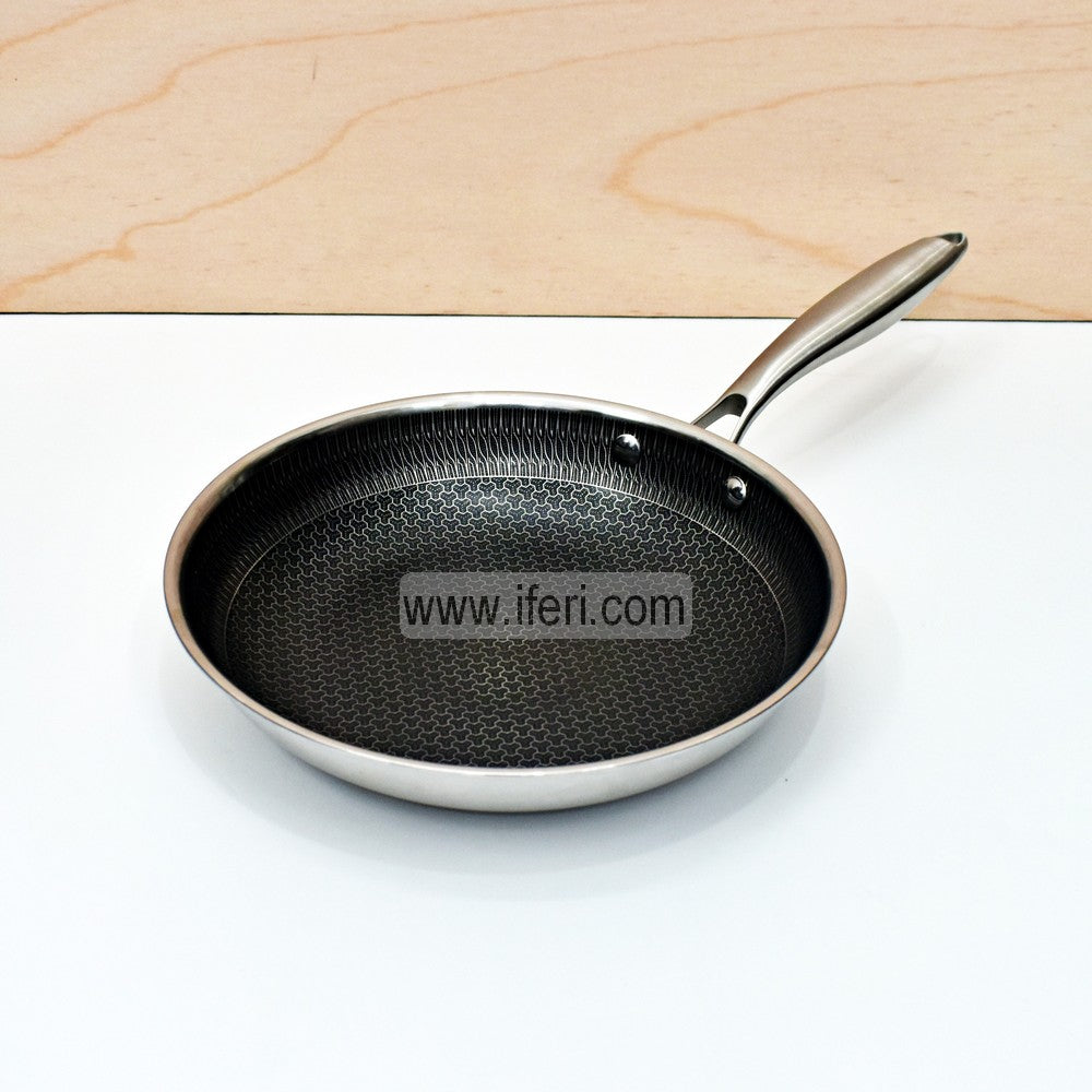 Buy Uncoated Honeycomb Design Stainless Steel Non-Stick Frying Pan Online from iferi.com in Bangladesh