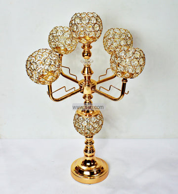 23 inch Crystal Candle Holder 5-Arm Candle Table Centerpiece Decorative Showpiece HR1467