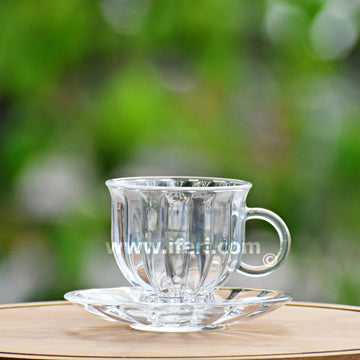 12 Pcs Glass Tea Cup Set with Saucer RH2072