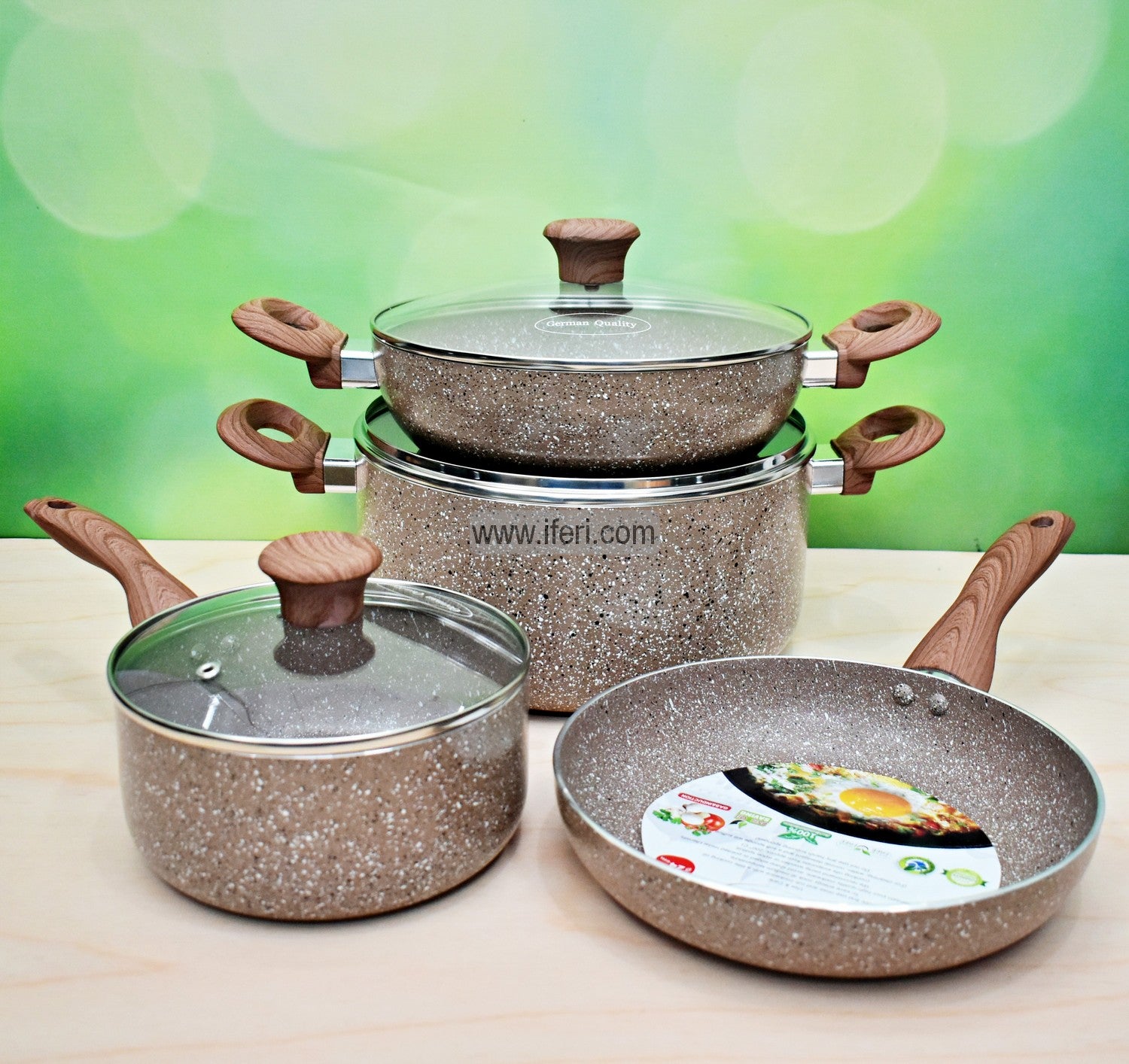 Gold Cooking Machine 4 Pcs Magic Gold Non-stick Cookware Set with Lid TG00091-1 – iferi.com