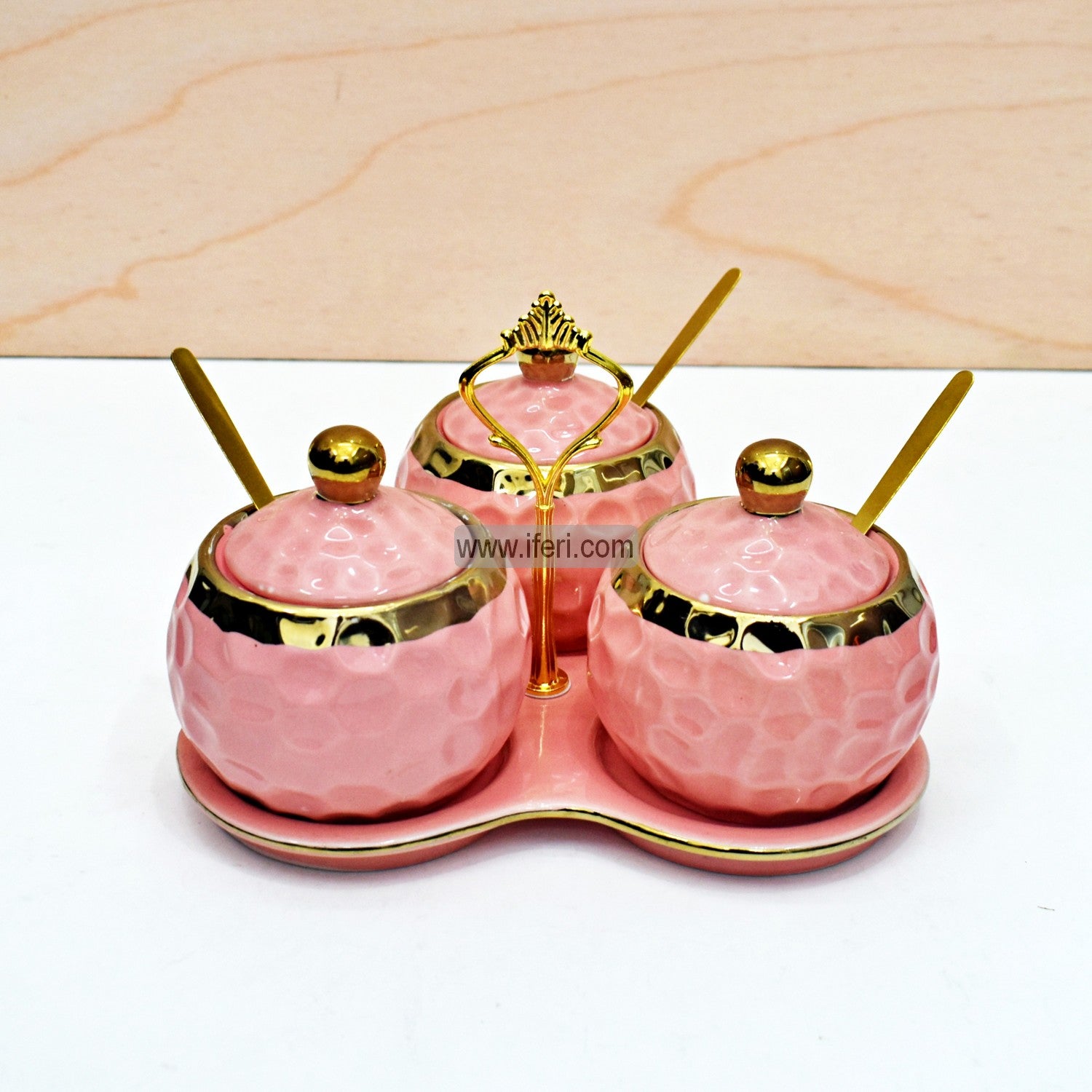 Buy Ceramic Condiment Holder, Spice Jar Set with Tray & Spoon Online from iferi.com in Bangladesh
