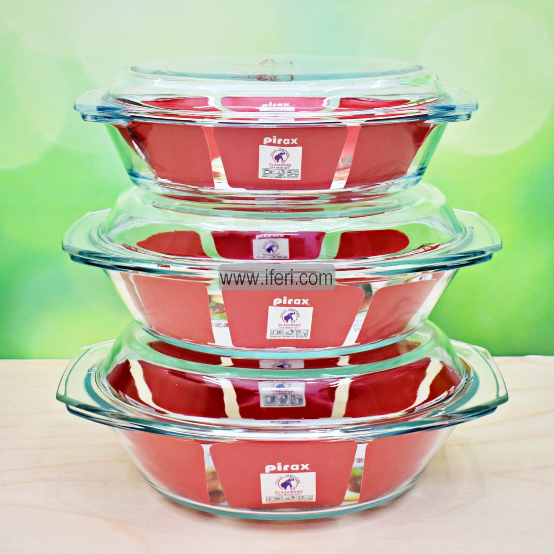 Buy Tempered Glass Oval Shaped Casserole Set through Online from iferi.com in Bangladesh