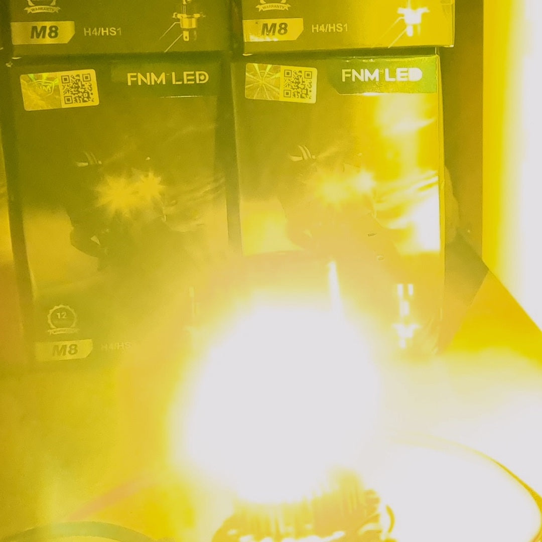 FNM M8 LED Yellow + White Light. (H4 Socket)(1piece)