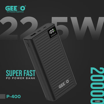 Geeoo 22.5W PD Super Fast Power Bank with LCD Power Display (20000mAh) P400 GT5001