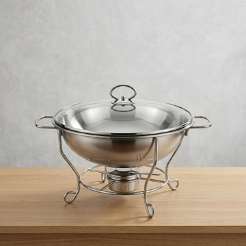6 Liter Round Shape Buffet Chafing Dish with Glass Lid TB1032