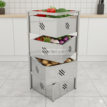 4 Tier Rotating Fruit Vegetable Storage Basket, Kitchen Rack BCG3453