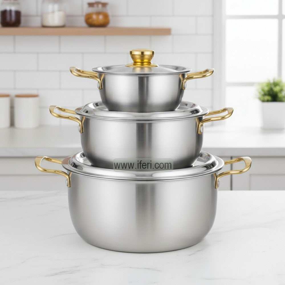 3 Pcs Stainless Steel Cookware Set with Lid HRM010